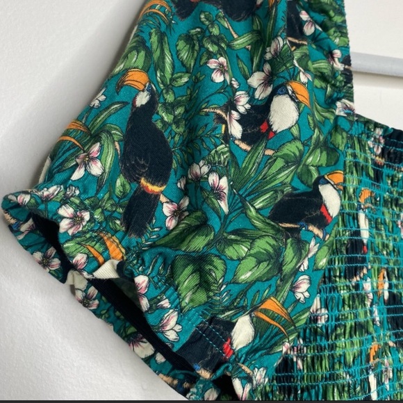 Anthro DOLAN Smocked Puff-Sleeved Toucan Top S - Picture 8 of 12